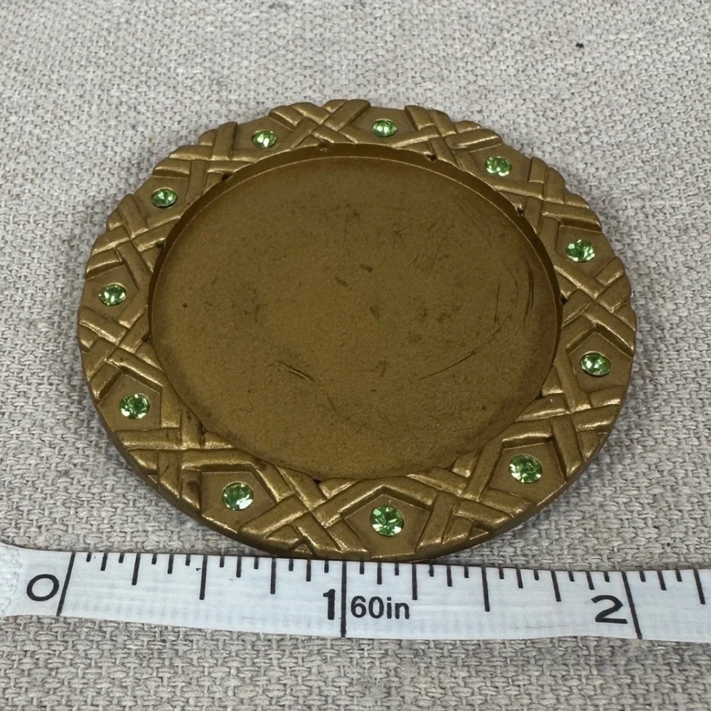 PartyLite Gold Pineapple Candle Snuffer and Base Set‎ Green Rhinestone Accents - Picture 5 of 8